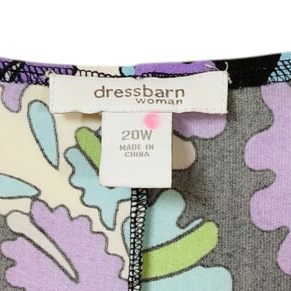 Dressbarn Boatneck Dress 3/4 Sleeves Bright Print Stretch Women's Size 20W - Picture 4 of 7